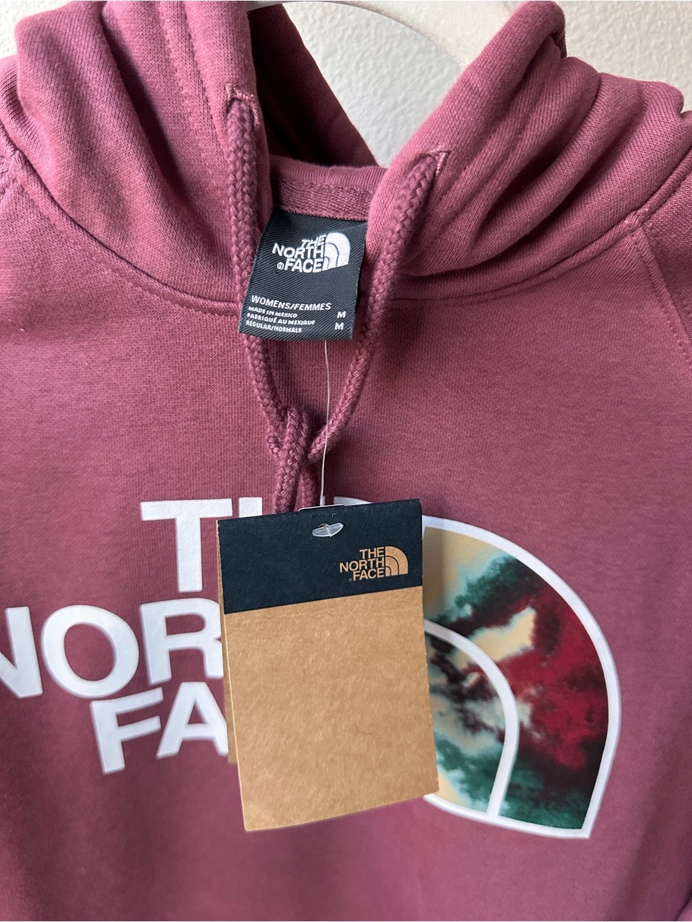 NWT The North Face Mauve Rose Pullover Hoodie with Half Dome Graphic Logo - Sz M - Picture 2 of 9